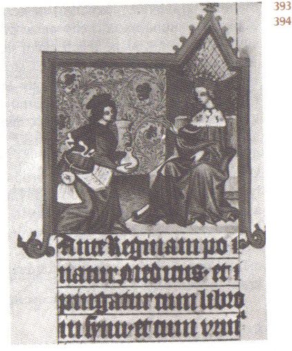 Dějiny hmotné kultury I (2), Medicus, v taláru, zkoumá moč v baňce, Čechy, konec 14. stol..jpg